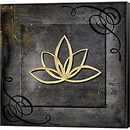Metaverse Art Grunge Gold Crown Lotus by LightBoxJournal 12-Inch x 12-Inch Canvas Wall Art