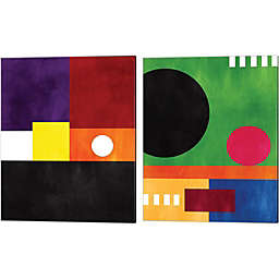 Great Art Now Multicolor Geometric B by Linda Woods 12-Inch x 15-Inch Canvas Wall Art (Set of 2)