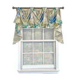 RLF Home Linen Floral 3-Scoop Victory Swag Natural 4 Tabs 64