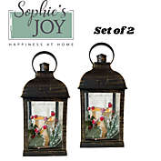 Set of 2, Sophie&#39;s Joy Wreath Lantern