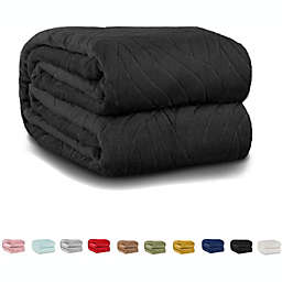 SHOPBEDDING Cozy Throw Blanket Fleece - Lightweight Throw Blanket for Couch or Sofa - Embossed Flannel Blanket for Travel - Black, 50