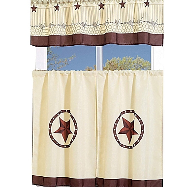 MarCielo 3 Piece Printed Western Texas Star Kitchen Cafe Curtain. View a larger version of this product image.