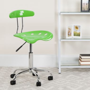 Flash Furniture Elliott Vibrant Apple Green and Chrome Swivel Task Office Chair with Tractor Seat. View a larger version of this product image.