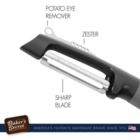 Alternate image 3 for Baker's Secret Swivel Peeler, Vegetable Peeler, Kitchen Accessories Stainless Steel Easy-grip 10" Black