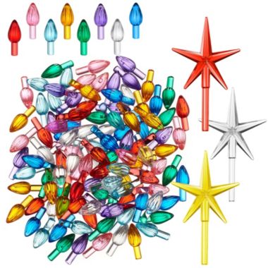 Casafield Ceramic Christmas Tree Replacement Lights - 108 Multi-color Bulbs and 3 Star Toppers. View a larger version of this product image.