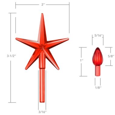 Casafield Ceramic Christmas Tree Replacement Lights - 108 Multi-color Bulbs and 3 Star Toppers. View a larger version of this product image.