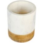 Alternate image 0 for Laurie Gates California Designs 6.5 Inch White Marble and Mango Wood Utensil Crock