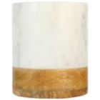 Alternate image 1 for Laurie Gates California Designs 6.5 Inch White Marble and Mango Wood Utensil Crock