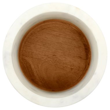 Laurie Gates California Designs 6.5 Inch White Marble and Mango Wood Utensil Crock. View a larger version of this product image.