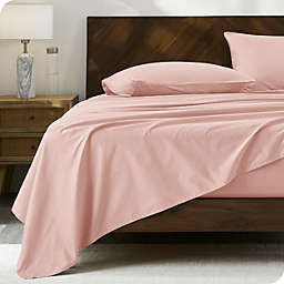 Bare Home 100% Organic Cotton Sheet Set - Crisp Percale Weave - Lightweight & Breathable (Dusty Pink, Twin XL)