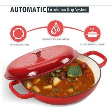 Cookwin Cast Iron Casserole Duty Casserole Skillet with , Porcelain Enameled. View a larger version of this product image.