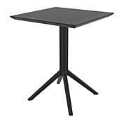 Luxury Commercial Living 29.5" Black Folding Square Outdoor Patio Dining Table