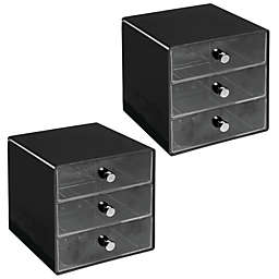 mDesign Plastic Makeup Storage Organizer Cube, 3 Drawers, 2 Pack