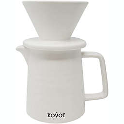 KOVOT Pour Over Coffee Maker Set, Premium Ceramic V60 Dripper for 1-2 Cup & 15 ounce Serving Pitcher, Home Filter Coffee Maker (White)
