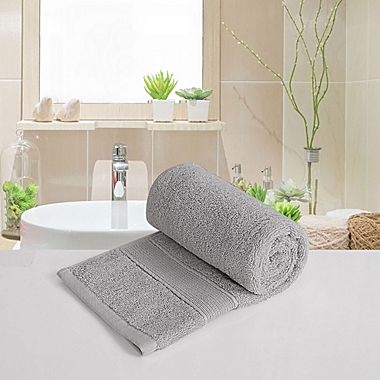 PiccoCasa Set of 2 Cotton Hand Towels, 100% Cotton Ring Spun Highly Absorbent Soft Luxury Hotel & Spa Quality Hand Towel for Bathroom 13 x 29 Inches, Light Gray. View a larger version of this product image.