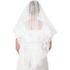 Alternate image 0 for Sparkle and Bash 2 Tier Veil for Bride, White Lace Bridal Wedding Veil (34 In)
