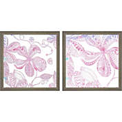 Great Art Now Floral Embossed by Nola James 13-Inch x 13-Inch Framed Wall Art (Set of 2)