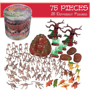 SCS Direct Skeleton Dinosaur Toys Action Figures- 75 Pieces, 25 Unique Sculpts- Dinosaur Party Favors Playset- Full of Dino Fossil Figurines. View a larger version of this product image.