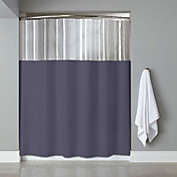 Sweet Home Collection - Window Shower Curtain Clear See Through Top 10 Gauge Vinyl Bath Shower Curtain , Slate, 72" x 72"