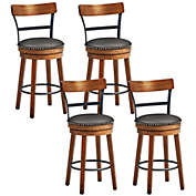 Gymax Set of 4 BarStool 25.5&#39;&#39; Swivel Counter Height Dining Chair with Rubber Wood Legs