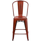 Alternate image 3 for Emma + Oliver Commercial Grade 24"H Distressed Red Metal Indoor-Outdoor Counter Stool