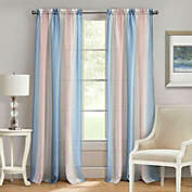 Kate Aurora 2 Pack Rainbow Striped Rod Pocket Semi Sheer Linen Window Curtains - 52 in. W x 84 in. L, Pink/Blue