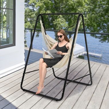 Hivago Hanging Padded Hammock Chair with Stand and Heavy Duty Steel. View a larger version of this product image.