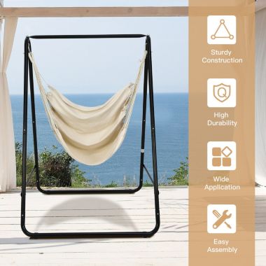 Hivago Hanging Padded Hammock Chair with Stand and Heavy Duty Steel. View a larger version of this product image.