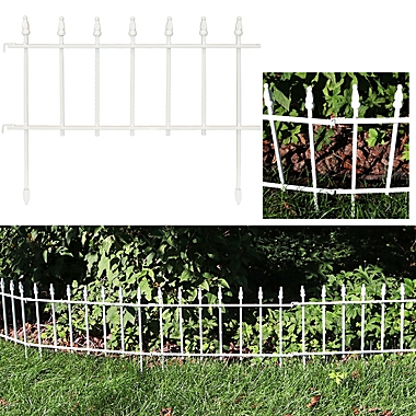 Sunnydaze Outdoor Lawn and Garden Metal Roman Style Decorative Border Fence Panel Set - 9&#39; - White - 5pk. View a larger version of this product image.