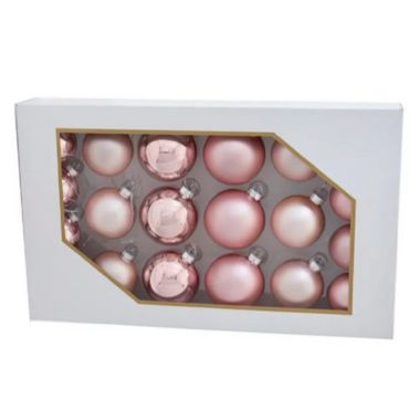 Shiny and Matte Pink Glass Christmas Ornaments 60mm-80mm 20 Piece Set. View a larger version of this product image.