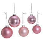 Alternate image 1 for Shiny and Matte Pink Glass Christmas Ornaments 60mm-80mm 20 Piece Set