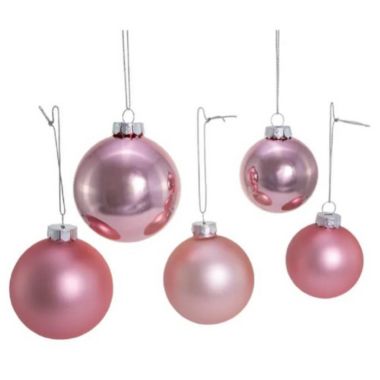 Shiny and Matte Pink Glass Christmas Ornaments 60mm-80mm 20 Piece Set. View a larger version of this product image.
