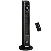 HOMCOM 2-In-1 Portable Electric Tower Heater, Oscillating Space Heater for Indoor Use with Remote Control, 8H Timer, Three Heating Modes(High, Low, Fan), 750W / 1500W, Black
