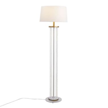 Lumisource Rope Contemporary Floor Lamp in Natural Wood, White Metal, and White Rope Accent. View a larger version of this product image.