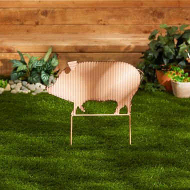 Accent Plus Corrugated Metal Garden Stake - Pig. View a larger version of this product image.