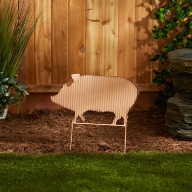 Accent Plus Corrugated Metal Garden Stake - Pig. View a larger version of this product image.