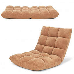 Costway Adjustable 14-position Cushioned Floor Chair-Beige