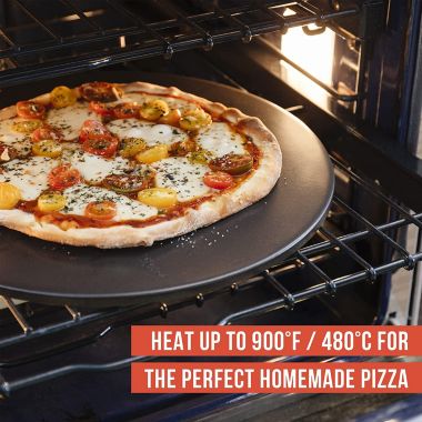 Chef Pomodoro 15" Round Pizza Stone, Glazed Natural Stone for Baking Ovens and Grills, Pizza Bread Baking. View a larger version of this product image.