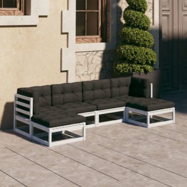 vidaXL Piece Patio Set with Cushions White Solid Pinewood | Bed & Beyond