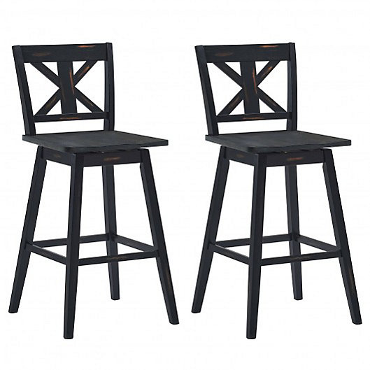 Costway Set of 3 Swivel Bar Stool 29 inch Upholstered Seat Bar Chair Counter Pub 