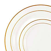 Smarty Had A Party White with Gold Edge Rim Plastic Dinnerware Value Set (120 Dinner Plates + 120 Salad Plates)