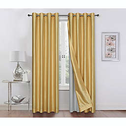 2 Pack Double Layered 100% Blackout Window Curtains - 50 in. W x 90 in. L, Yellow/Silver