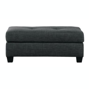 Lazzara Home Charley Dark Gray Textured Fabric Upholstery Ottoman. View a larger version of this product image.
