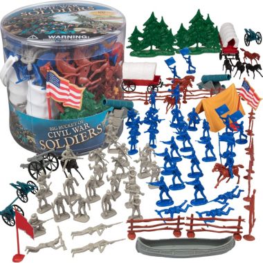 SCS Direct Civil War Army Men Toy Soldier Action Figures - 100+ Pieces, 24 Unique Sculpts - Includes Soldiers, Horses, Cannons, Terrain and More. View a larger version of this product image.