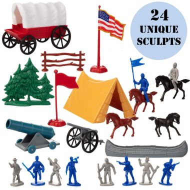 SCS Direct Civil War Army Men Toy Soldier Action Figures - 100+ Pieces, 24 Unique Sculpts - Includes Soldiers, Horses, Cannons, Terrain and More. View a larger version of this product image.