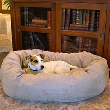 Majestic Pet Product 40-Inch Micro Suede Waterproof Bagel Dog Bed - Stone. View a larger version of this product image.