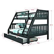 Donco Trading  Twin/Full Mission Bunk Bed W/Twin Trundle