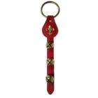Alternate image 0 for Fleur de Lis Charm Red Leather Strap Sleigh Bell Door Hanger 12 In Made in USA