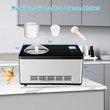 Costway 2.1 Quart Ice Cream Maker Frozen Machine Stainless Steel w/Timer Control. View a larger version of this product image.