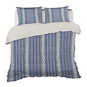 Contemporary Home Living 68" Blue and White Tufted Chenille Geometric Duvet Cover Set - Twin Size